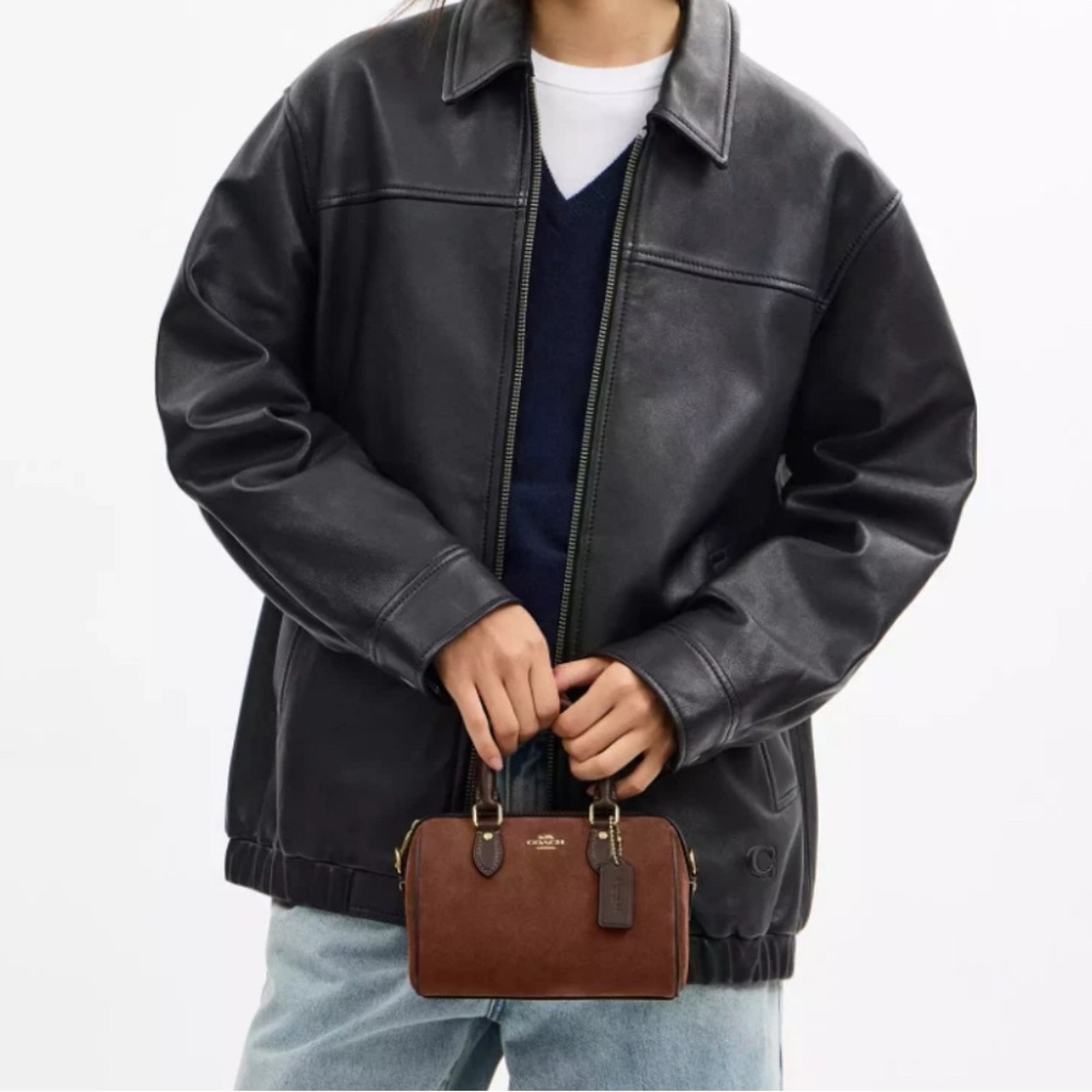 NWT Coach Mini Rowan Crossbody Bag CCF29 suede/Vintage Brown - Picture 5 of 16